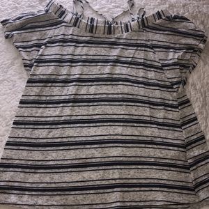 Slight Off-the-Shoulder Striped Blouse